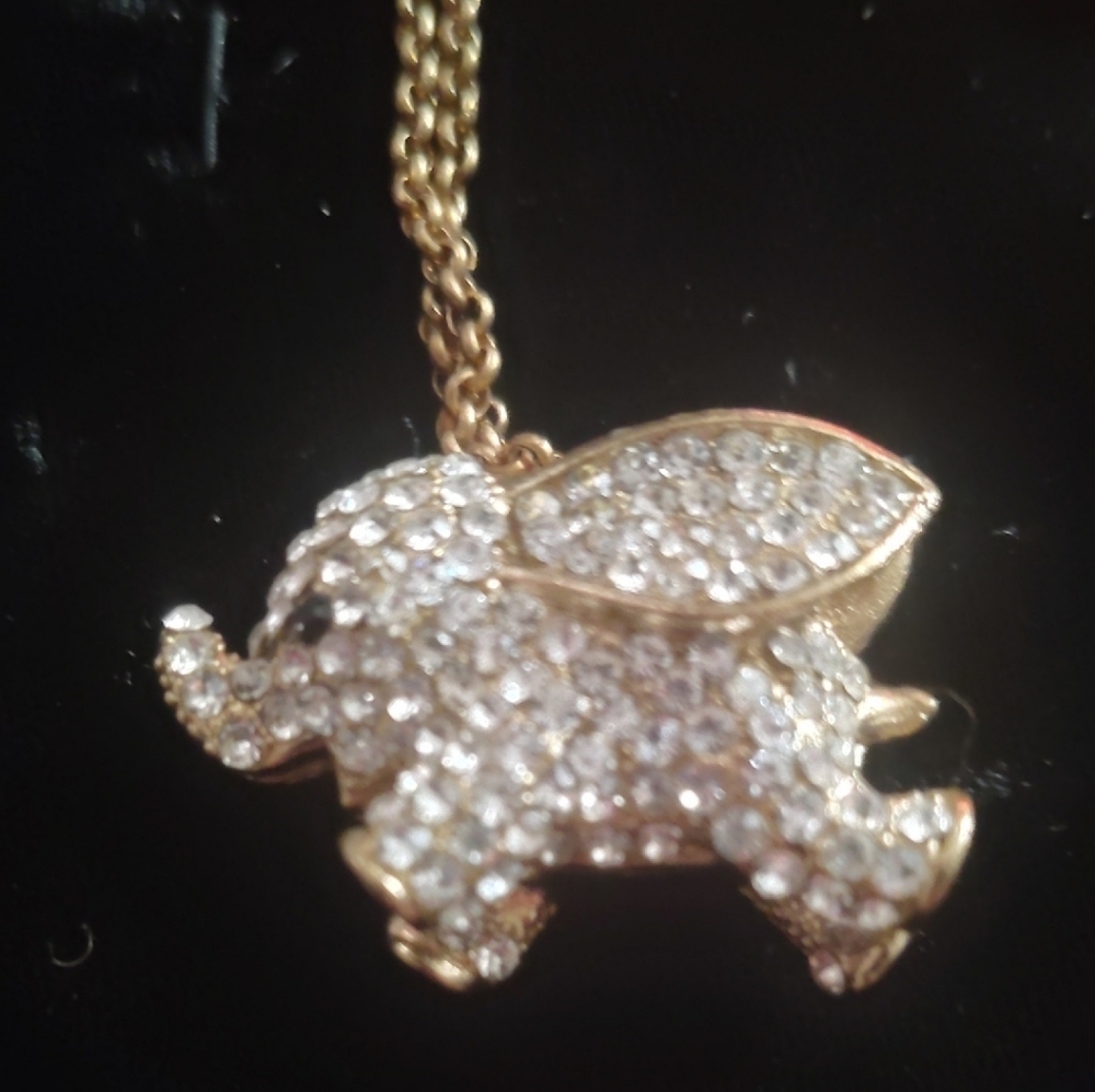 Gold Tone Elephant Pendant Necklace